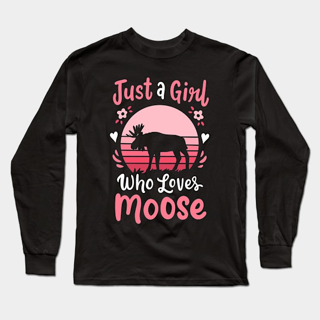 Moose Moose Lover Retro Long Sleeve T-Shirt by CreativeGiftShop